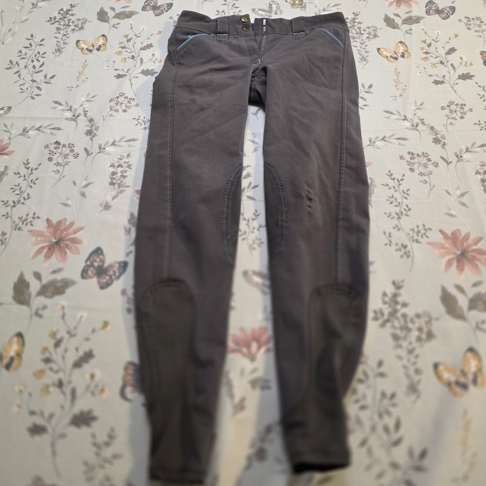 Piper by SmartPak Dark Gray Riding Breeches 22L Equestrian Pants Knee Patch